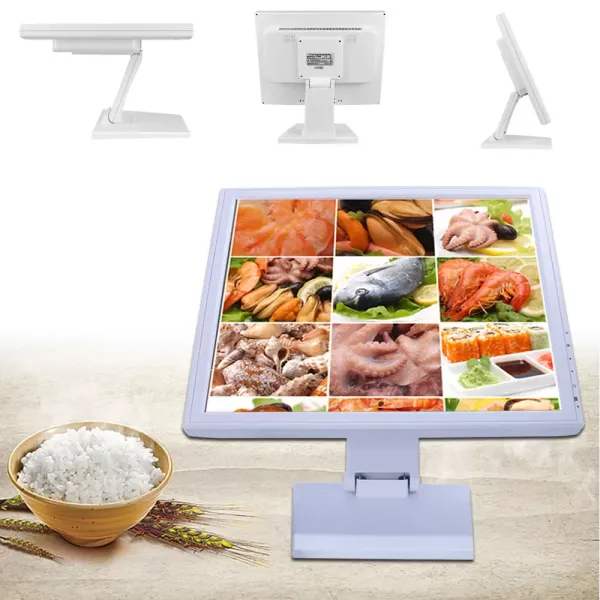 Monitor táctil de 17 pulgadas, VGA, USB, para sistema de caja registradora, PC POS, color blanco