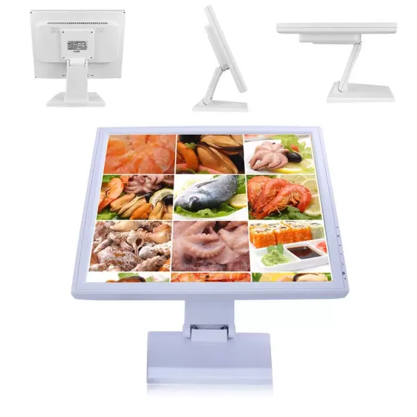 Monitor táctil de 17 pulgadas, VGA, USB, para sistema de caja registradora, PC POS, color blanco