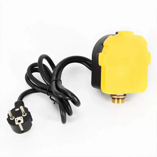Control automático de la bomba con protección contra marcha en seco y manómetro, interruptor de presión hasta 10 bar (amarillo).