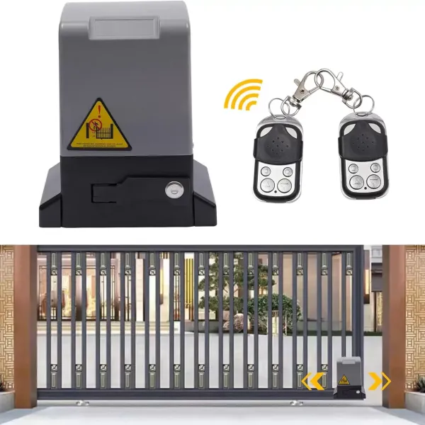CNCEST Accionamiento de puerta corredera automático de 2000 KG 230V, Juego de bridor automático con 2 mandos a distancia, 6 cremalleras de 1 m