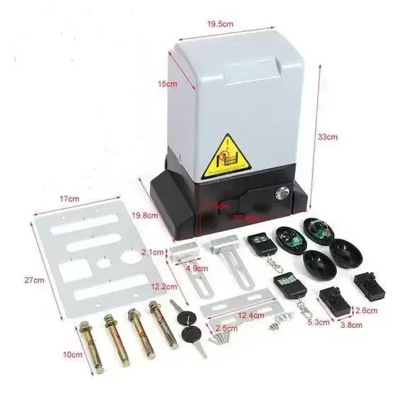 CNCEST Accionamiento de puerta corredera automático de 2000 KG 230V, Juego de bridor automático con 2 mandos a distancia, 6 cremalleras de 1 m
