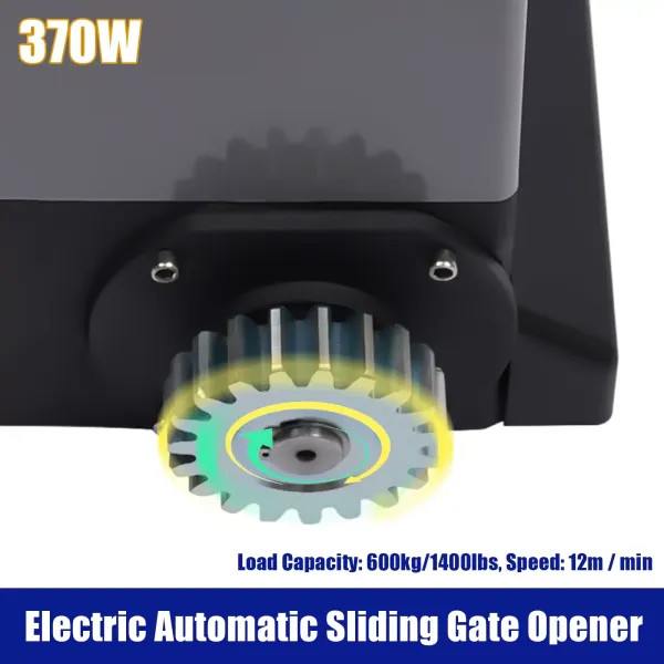 370 W de accionamiento para puerta corredera, eléctrico, con 2 mandos a distancia + 2 llaves, velocidad del motor 1400 r/min hasta 600 kg