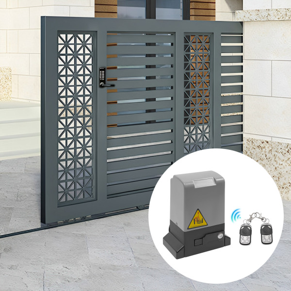 370 W de accionamiento para puerta corredera, eléctrico, con 2 mandos a distancia + 2 llaves, velocidad del motor 1400 r/min hasta 600 kg 370 W de accionamiento para puerta corredera, eléctrico, con 2 mandos a distancia + 2 llaves, velocidad del motor 1400 r/min hasta 600 kg