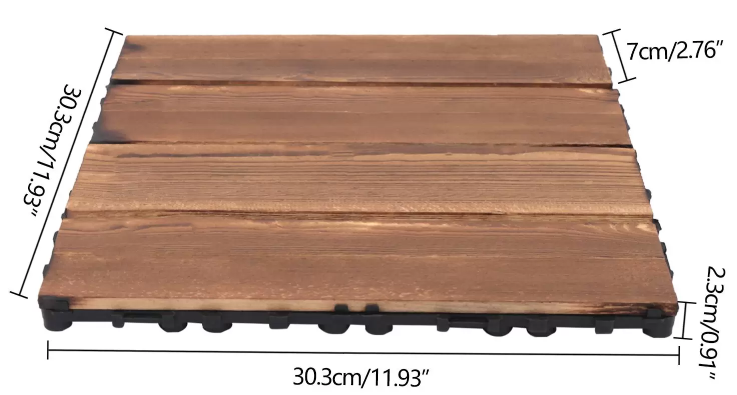 36 baldosas de madera dura, madera de acacia, madera de eucalipto, 30 x 30 cm, sistema de ranuras, terraza, balcón