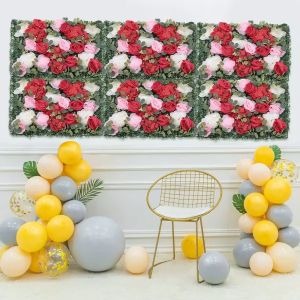 6 paneles de pared de flores artificiales, decoración de pared de flores artificiales, decoración de pared para jardín, boda