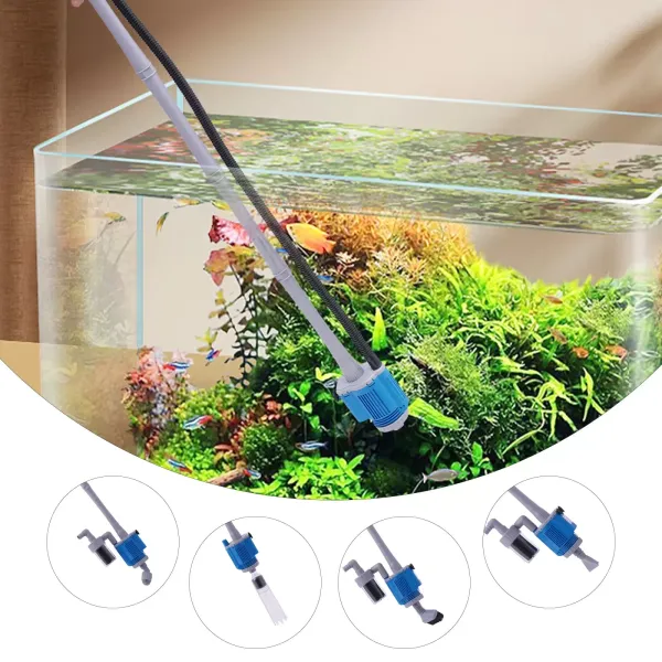 Kit de sifón limpiador de grava para acuario, herramienta de limpieza automática para cambio de agua/eliminación de desechos/limpieza de arena