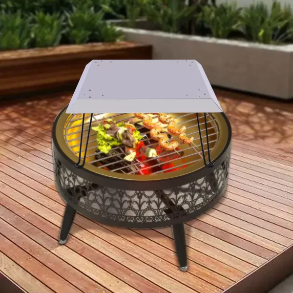Cuencos de fuego para el jardín Accesorios para la hoguera,cubierta aislante cuadrada plegable para la hoguera con mango (63,5 x 63,5 x 30,5 cm)