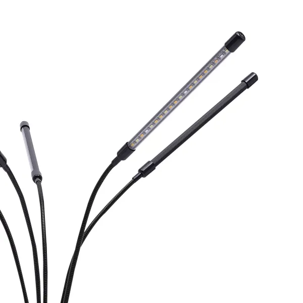 Luces de cultivo para plantas de interior con soporte, 5 tubos, lámpara LED de espectro completo con temporizador, brillo regulable, control remoto