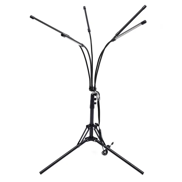 Luces de cultivo para plantas de interior con soporte, 5 tubos, lámpara LED de espectro completo con temporizador, brillo regulable, control remoto