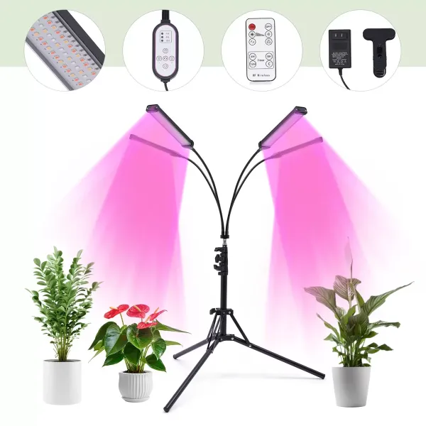 Luz de cultivo con soporte y clip, 420 LEDs de cultivo para plantas de interior, 10 niveles regulables, 3 temporizadores