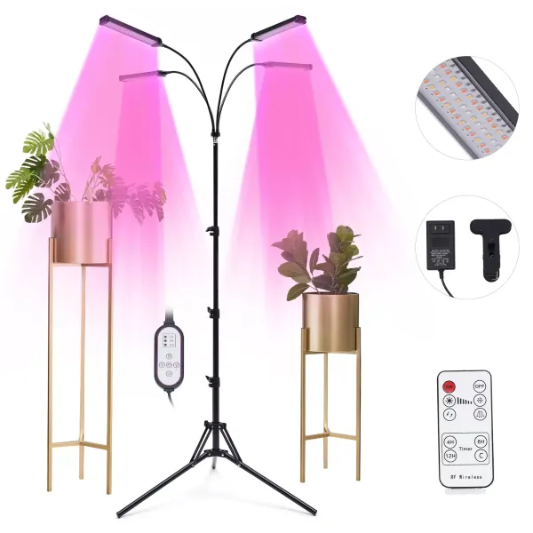 Luz de cultivo con soporte y clip, 420 LEDs de cultivo para plantas de interior, 10 niveles regulables, 3 temporizadores