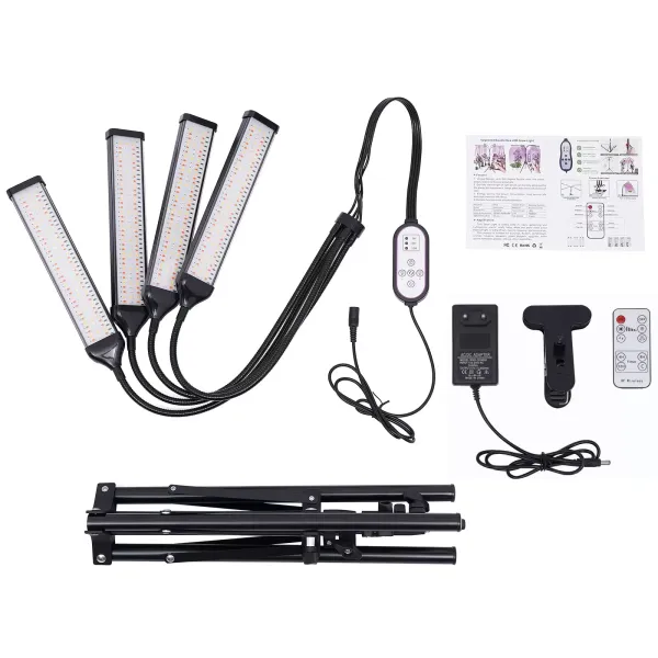 Luz de cultivo con soporte y clip, 420 LEDs de cultivo para plantas de interior, 10 niveles regulables, 3 temporizadores