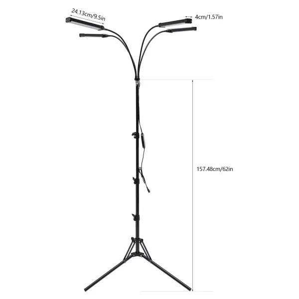 Luz de cultivo con soporte y clip, 420 LEDs de cultivo para plantas de interior, 10 niveles regulables, 3 temporizadores