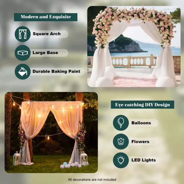 Arco puerta de fondo de hierro forjado accesorios decorativos cuadrados arco de flores 3 x 3 m estantería para flores para jardín oro