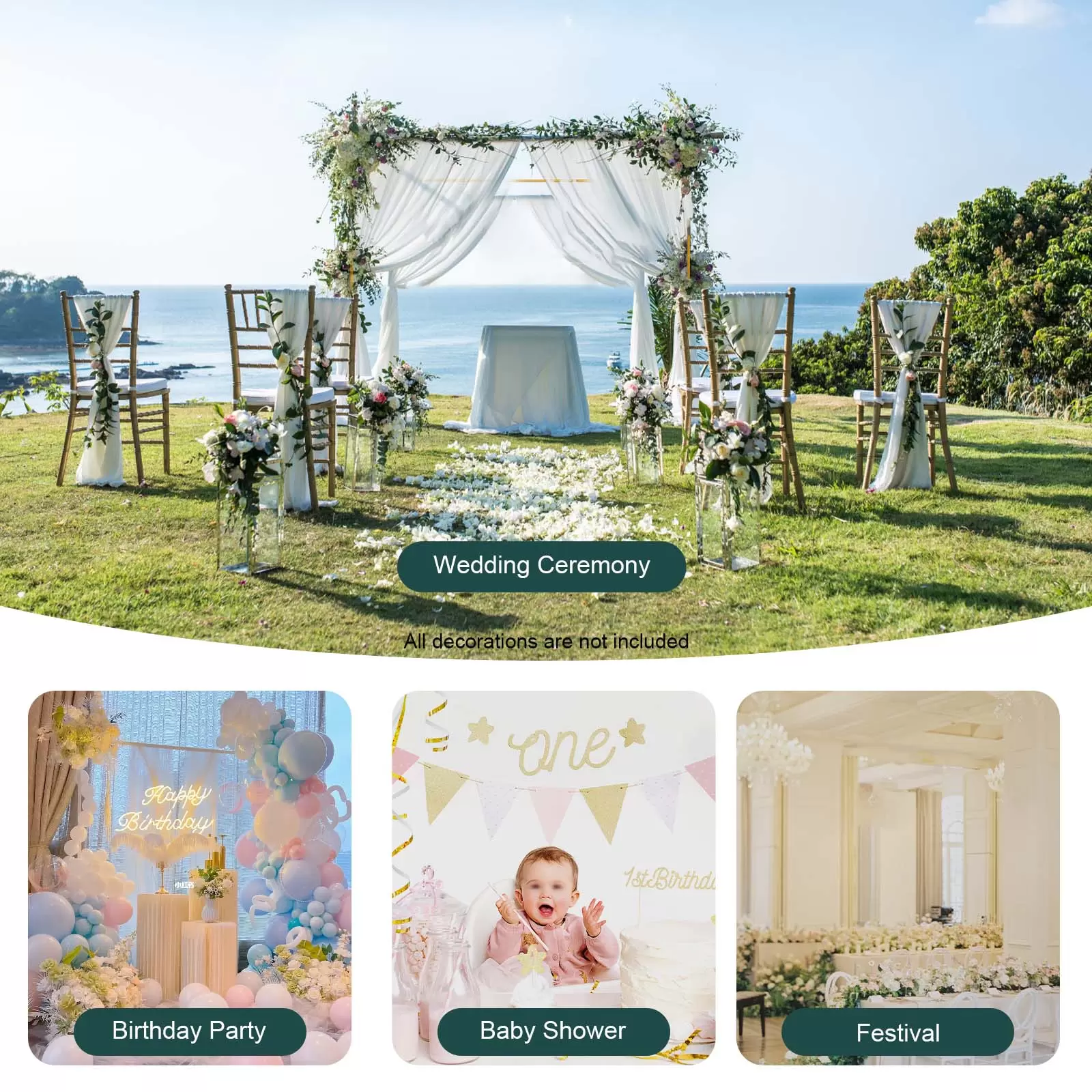 Arco puerta de fondo de hierro forjado accesorios decorativos cuadrados arco de flores 3 x 3 m estantería para flores para jardín oro