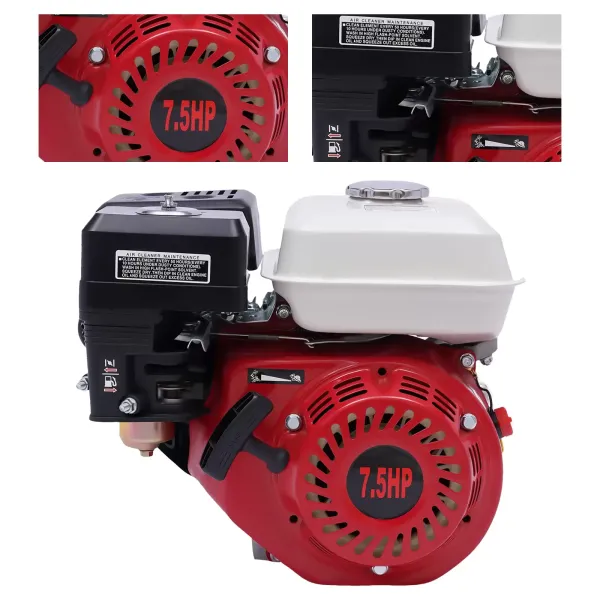 7,5 CV, 4 tiempos, 3,6 l, motor de gasolina, protección de baja aceite, arranque de retroceso de cilindro único refrigerado por aire 7,5 CV, 4 tiempos, 3,6 l, motor de gasolina, protección de baja aceite, arranque de retroceso de cilindro único refrigerado por aire