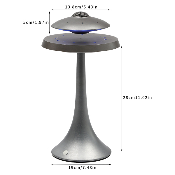 Altavoz hover magnético bluetooth 5.2 LED, flash altavoz hover inalámbrico con micrófono y botones táctiles, gris