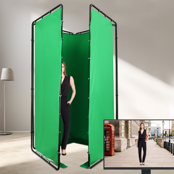 4*2.4m Soporte de fondo, soporte de fondo de fotografía, soporte de fondo de fotografía con tela verde