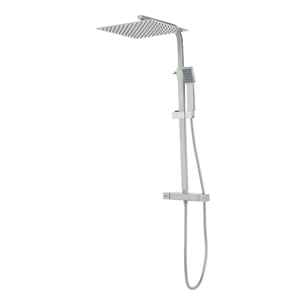 CNCEST Ducha mezcladora termostática de 2 vías, acabado cromado expuesto, alcachofa de ducha de lluvia, 30 cm, cuadrada, extensible, montaje en pared