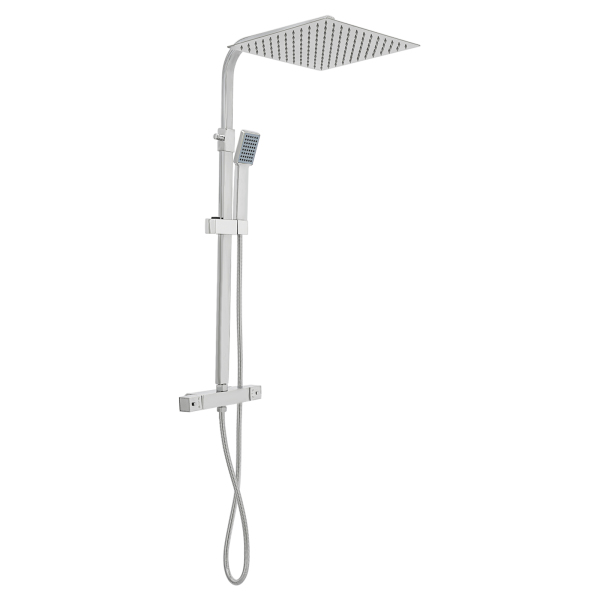 CNCEST Ducha mezcladora termostática de 2 vías, acabado cromado expuesto, alcachofa de ducha de lluvia, 30 cm, cuadrada, extensible, montaje en pared
