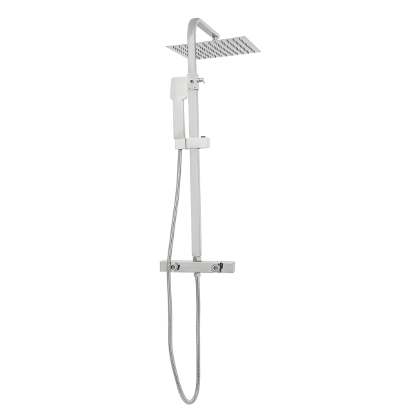 CNCEST Ducha mezcladora termostática de 2 vías, acabado cromado expuesto, alcachofa de ducha de lluvia, 30 cm, cuadrada, extensible, montaje en pared