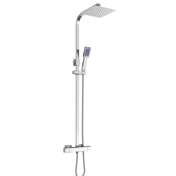 CNCEST Ducha mezcladora termostática de 2 vías, acabado cromado expuesto, alcachofa de ducha de lluvia, 30 cm, cuadrada, extensible, montaje en pared