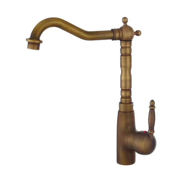 Grifo de una sola palanca, estilo retro, para lavabo, baño, cascada, grifo mezclador monomando, latón antiguo