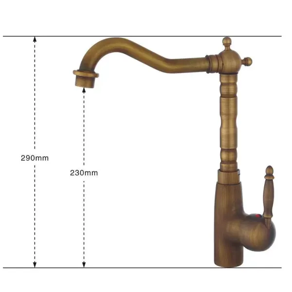 Grifo de una sola palanca, estilo retro, para lavabo, baño, cascada, grifo mezclador monomando, latón antiguo