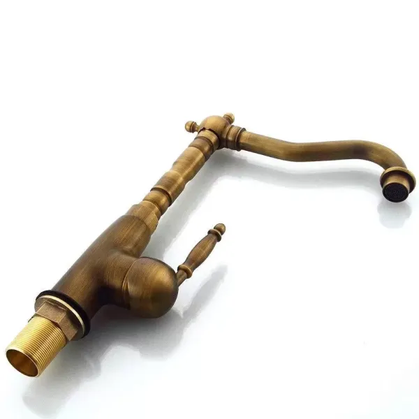 Grifo de una sola palanca, estilo retro, para lavabo, baño, cascada, grifo mezclador monomando, latón antiguo Grifo de una sola palanca, estilo retro, para lavabo, baño, cascada, grifo mezclador monomando, latón antiguo