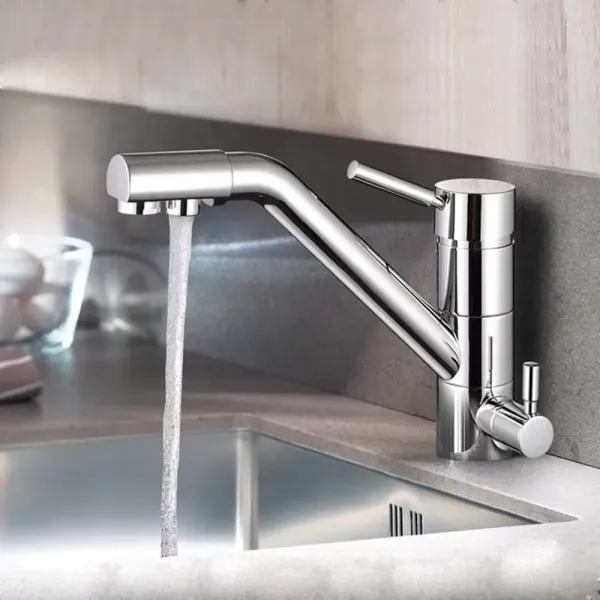 Grifo de filtro de agua de cocina 3 en 1, grifo de 3 vías, sistema de ósmosis, giratorio