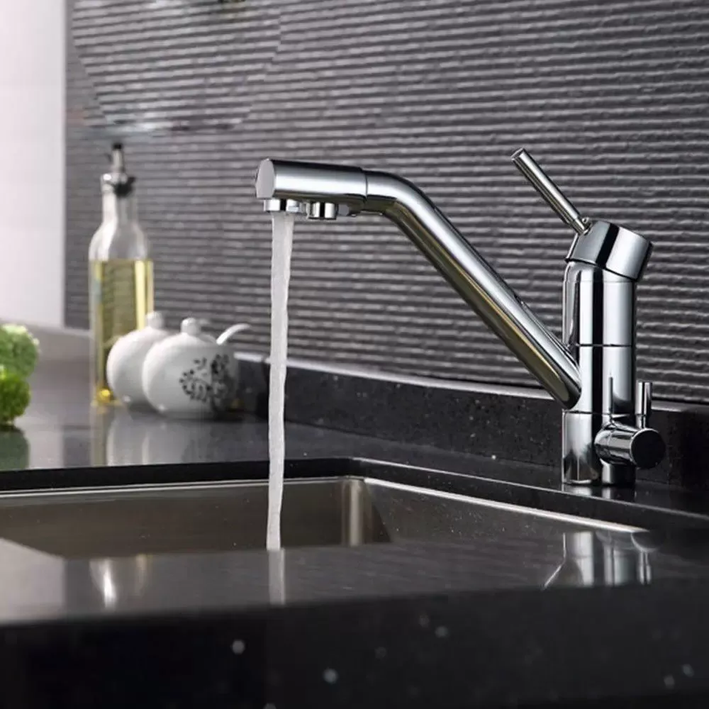 Grifo de filtro de agua de cocina 3 en 1, grifo de 3 vías, sistema de ósmosis, giratorio