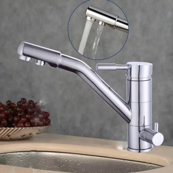 Grifo de filtro de agua de cocina 3 en 1, grifo de 3 vías, sistema de ósmosis, giratorio