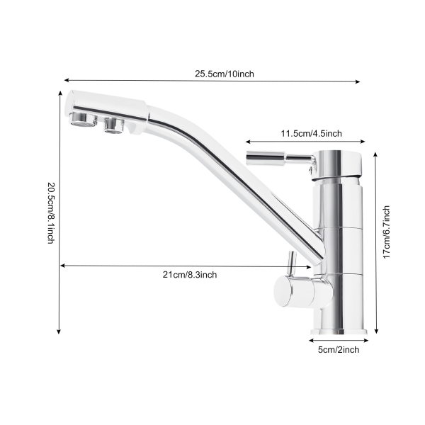 Grifo de filtro de agua de cocina 3 en 1, grifo de 3 vías, sistema de ósmosis, giratorio