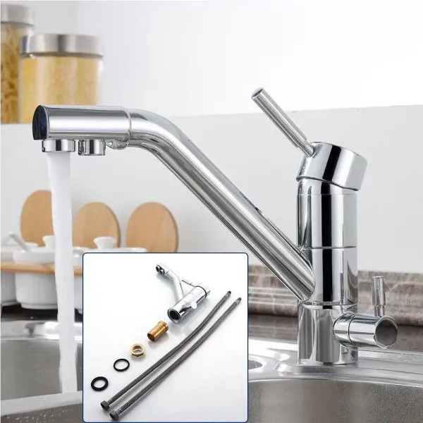 Grifo de filtro de agua de cocina 3 en 1, grifo de 3 vías, sistema de ósmosis, giratorio Grifo de filtro de agua de cocina 3 en 1, grifo de 3 vías, sistema de ósmosis, giratorio