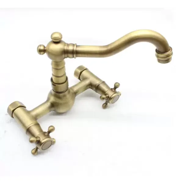 CNCEST Grifo mezclador de 2 orificios para montaje en pared (latón macizo con cromado)