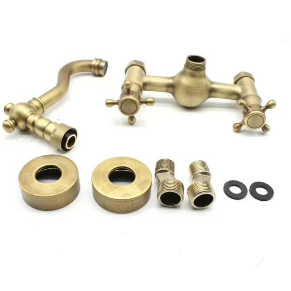 CNCEST Grifo mezclador de 2 orificios para montaje en pared (latón macizo con cromado) CNCEST Grifo mezclador de 2 orificios para montaje en pared (latón macizo con cromado)
