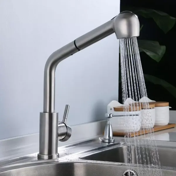 Grifo de cocina giratorio 360°, extensible, de acero inoxidable, con ducha, para cocina Grifo de cocina giratorio 360°, extensible, de acero inoxidable, con ducha, para cocina