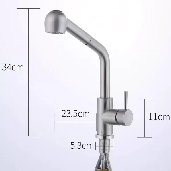 Grifo de cocina giratorio 360°, extensible, de acero inoxidable, con ducha, para cocina Grifo de cocina giratorio 360°, extensible, de acero inoxidable, con ducha, para cocina