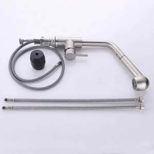 Grifo de cocina giratorio 360°, extensible, de acero inoxidable, con ducha, para cocina