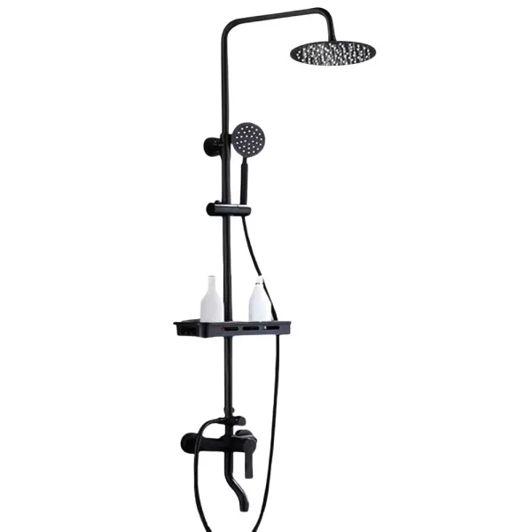 Set de ducha de 8 pulgadas de acero inoxidable, 3 funciones con alcachofa de mano y barra de empuje, juego de grifo, ajustable, negro Set de ducha de 8 pulgadas de acero inoxidable, 3 funciones con alcachofa de mano y barra de empuje, juego de grifo, ajustable, negro