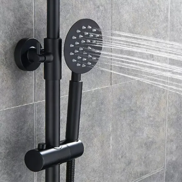 Set de ducha de 8 pulgadas de acero inoxidable, 3 funciones con alcachofa de mano y barra de empuje, juego de grifo, ajustable, negro Set de ducha de 8 pulgadas de acero inoxidable, 3 funciones con alcachofa de mano y barra de empuje, juego de grifo, ajustable, negro