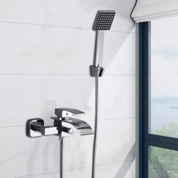 Juego de grifería para bañera con alcachofa de mano, cromado