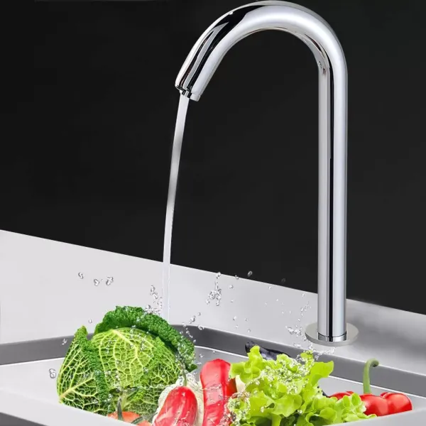 Grifo automático con sensor de infrarrojos, mezclador para fregadero de latón cromado