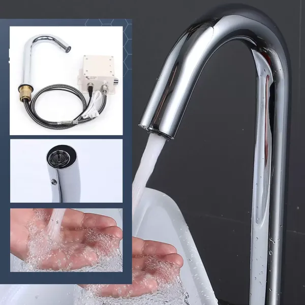 Grifo automático con sensor de infrarrojos, mezclador para fregadero de latón cromado Grifo automático con sensor de infrarrojos, mezclador para fregadero de latón cromado