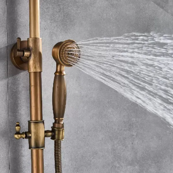 Sistema de ducha lluvia, grifo completo, cabezal de ducha de 75-120 cm, ajustable, con estante Sistema de ducha lluvia, grifo completo, cabezal de ducha de 75-120 cm, ajustable, con estante