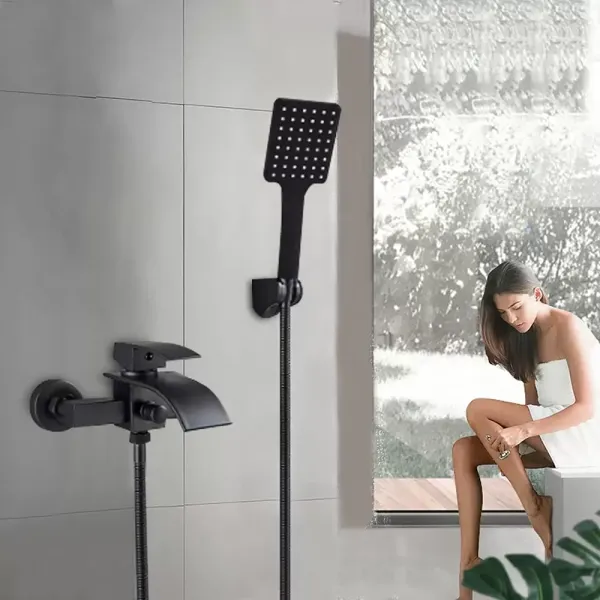 CNCEST Grifería para bañera con ducha de mano, color negro