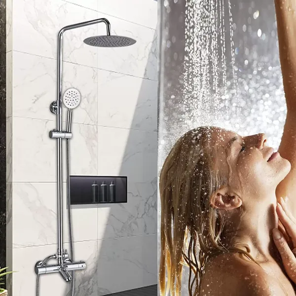 Sistema de ducha con termostato, altura regulable