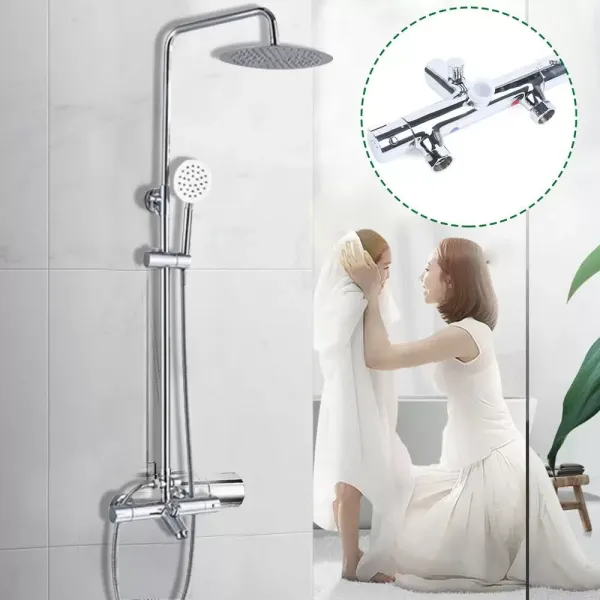 Sistema de ducha con termostato, altura regulable