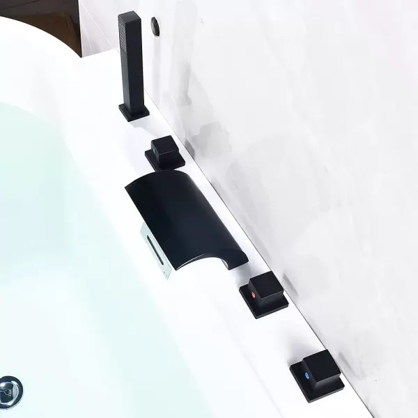 CNCEST Juego de grifería monomando para bañera (5 orificios, latón, cascada)