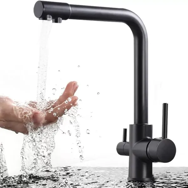 Grifo de Cocina Filtro de Agua 3 Vías Fregadero Mezclador 3/8 " Diseño Clásico Profesional Agua Fría Caliente